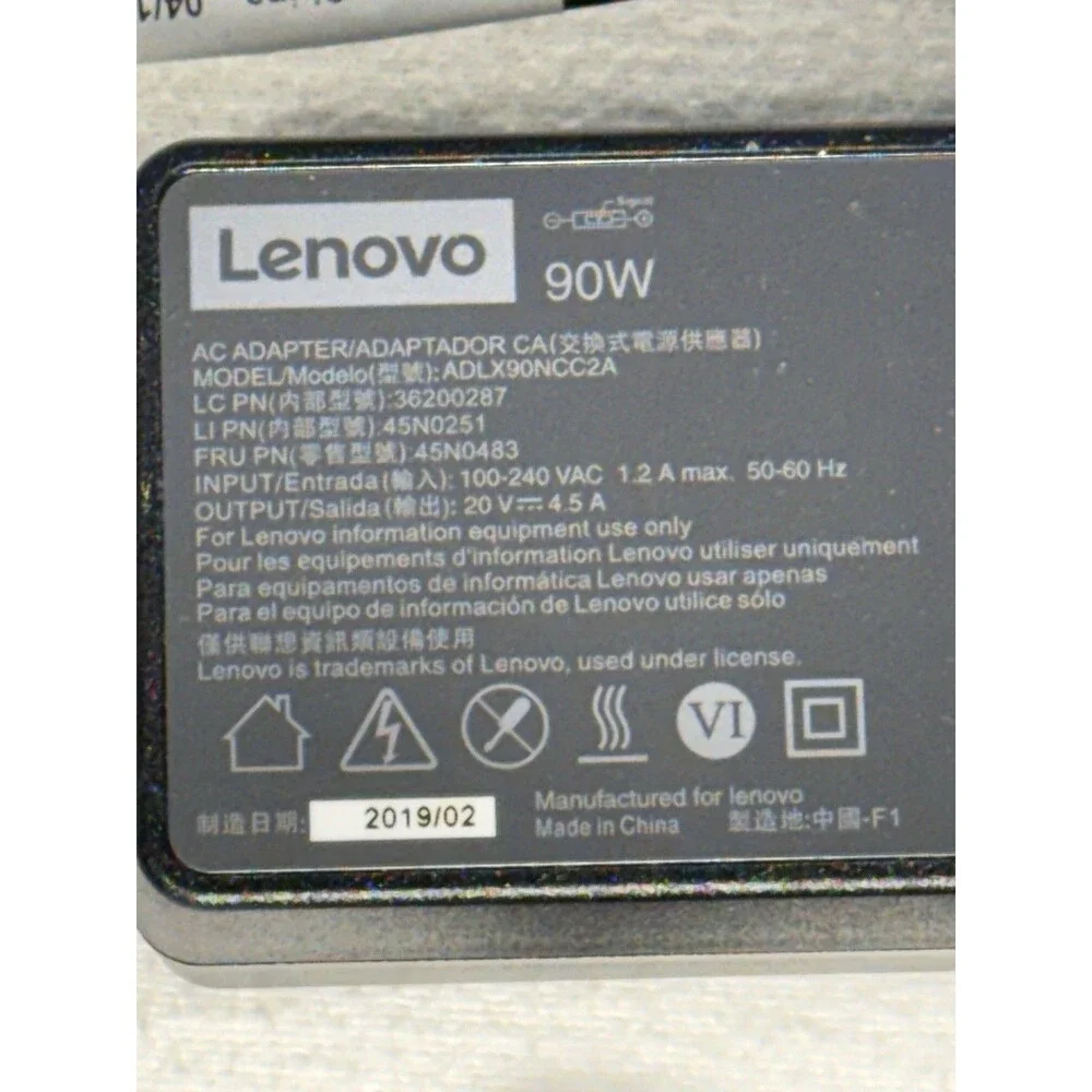 Lenovo 90W AC Power Adapter Charger 20V 4.5A ThinkPad ADLX90NCC2A